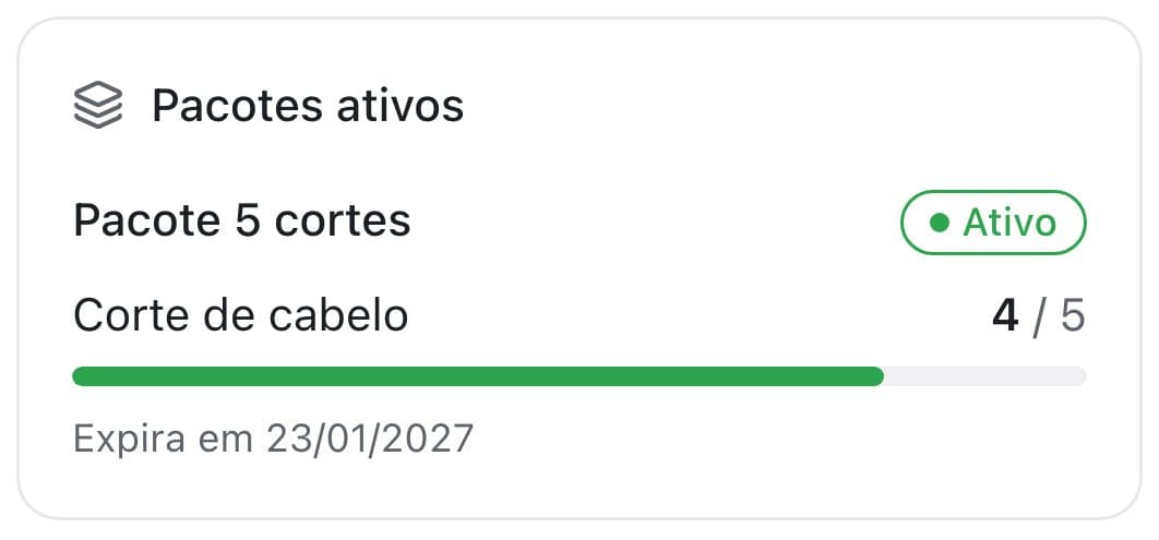Um pacote de 5 cortes no atendepramim, com 4 de 5 cortes de cabelo restantes